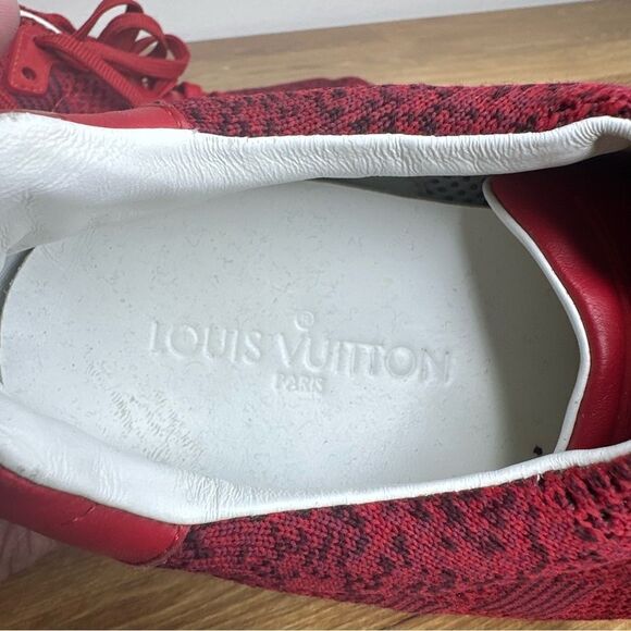 Louis Vuitton Run Away Damier Mens Red Sneakers - Picture 14 of 15